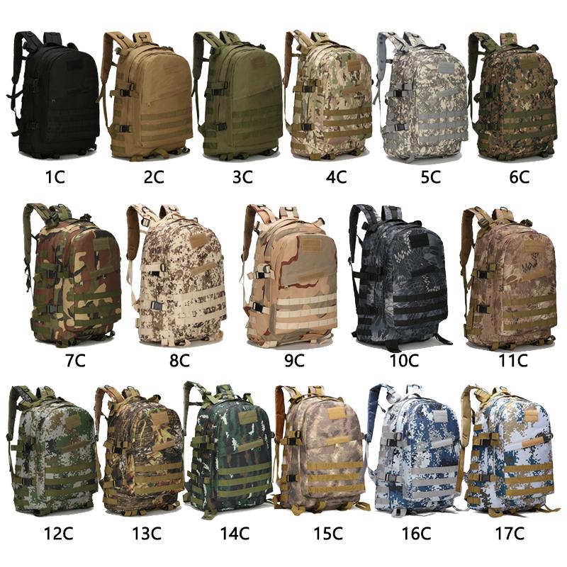

17 Colors Waterproof Army Camouflage Outdoor Camping Backpack MOLLE Python Printing Field Mountaineering Rucksack, Black