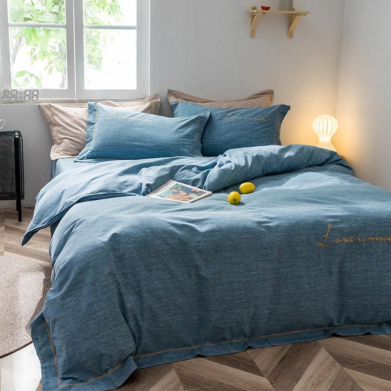 

Luxury Style Pure Cotton Texture series Duvet Cover Bed Sheet Pillowcases Sky Blue Pink Camel Queen King Soft Home Use