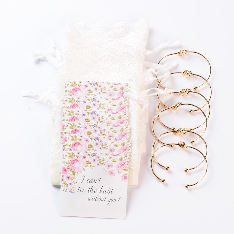 

Winsome 6 pcs Wedding Gift Brides Bracelets gold Love Knot and sweet cards