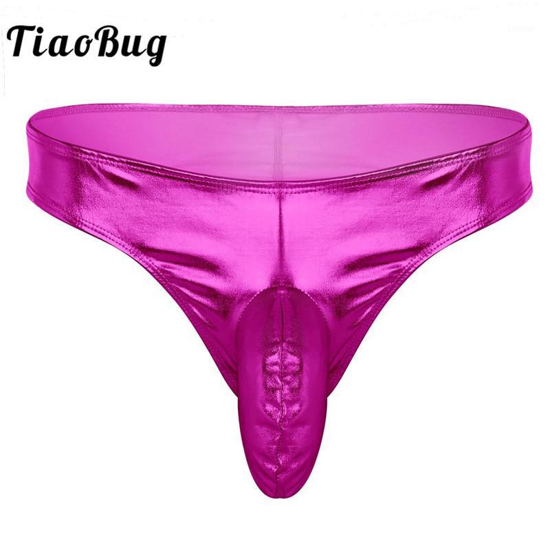 

TiaoBug Mens Lingerie Wet Look Faux Leather Sissy Pouch Low Rise Bikini Thong Briefs Underwear Panties Hot Sexy Gay Underpants1, Black