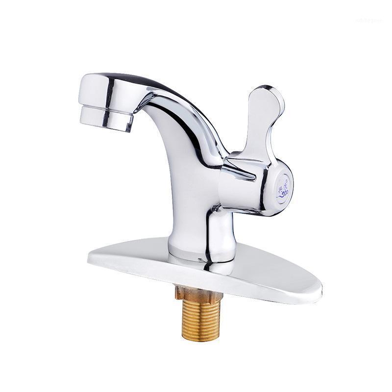 

SHAI Bathroom Basin Faucet Cold Water Tap With Single Spout & Handle Copper Valve Core Copper Edge Open Basin Faucet1