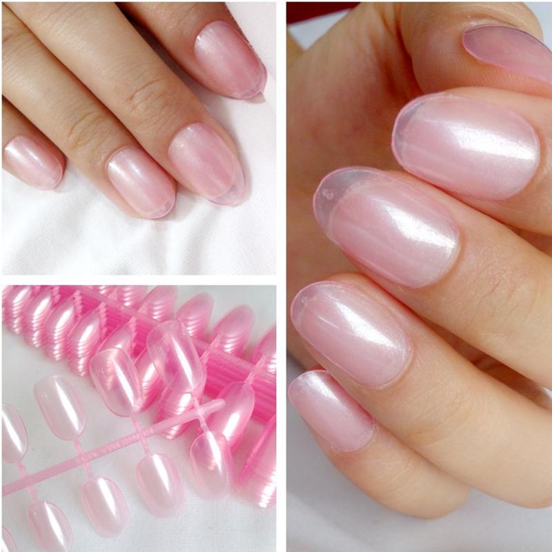 

240 Pcs/ lot Acrylic Fake Fingernails Translucent Pearl Pink Artificial False Nails DIY Full Cover Salon Tips Manicure Tool