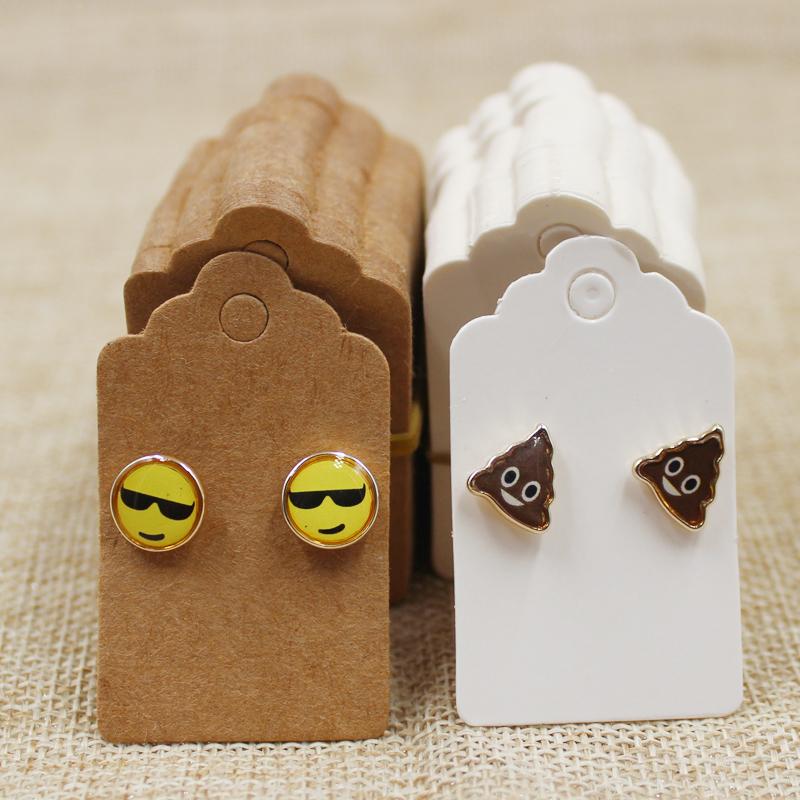 

Gift Wrap 5*3cm 200pcs 2021 Per Lot Paper White/kraft Stud Earring Display Card Blank Hang Tag Jewelry