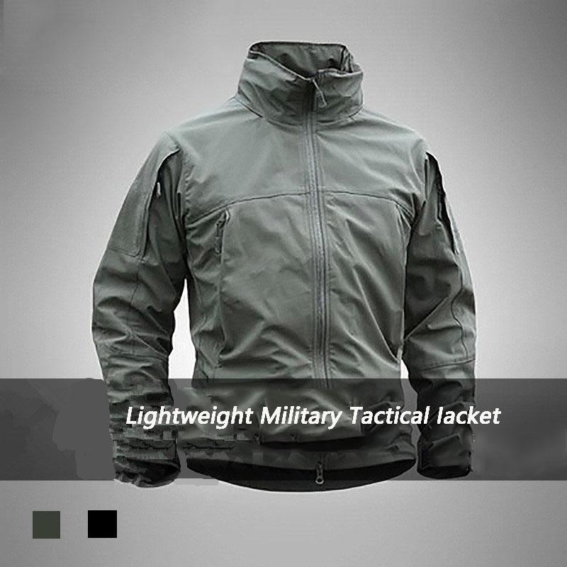 

Men Winter Windproof Lightweight Tactical Soft Shell Windbraaker Tactical Jacket Outdoor Waterproof Functional Coat, Thin-black