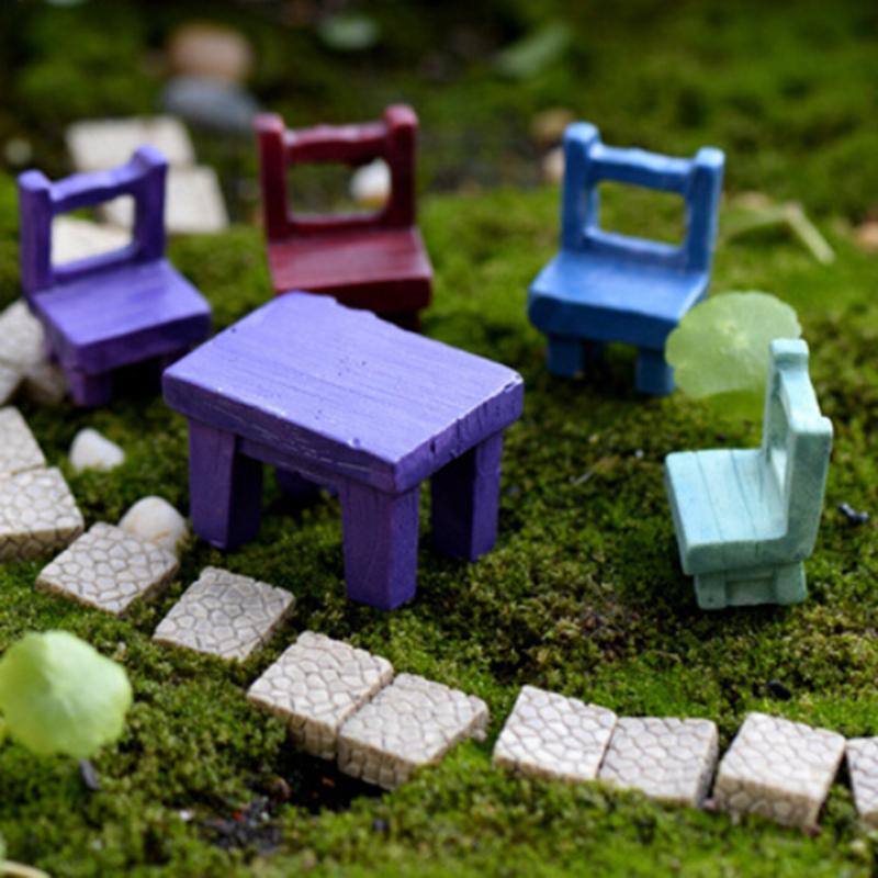 

Miniatures Decors Mini Tables Chairs Furniture Figurine Crafts Landscape Plant Lovely Fairy Resin Garden Ornaments Garden supply