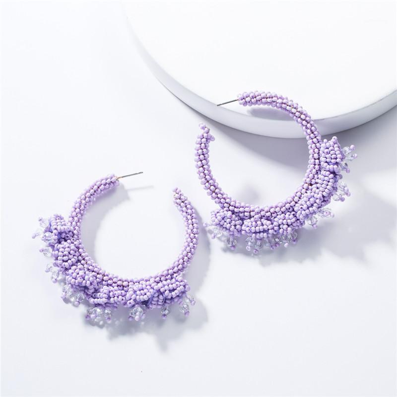 

Handmade Big Hoop Earrings For Women Bohemian Vinatge Colorful Beaded Fringed Statement Dangle Earring Jewelry1