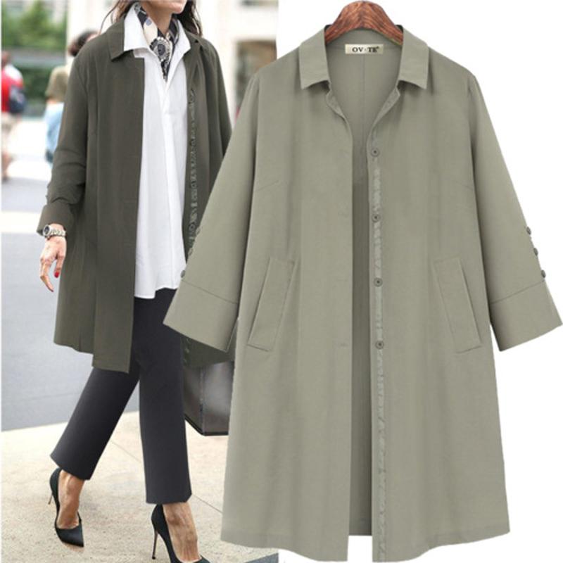 

New Autumn Women Trench Long Coat Single Breasted Casual Solid Color Outerwear Women Clothes 2020, Black
