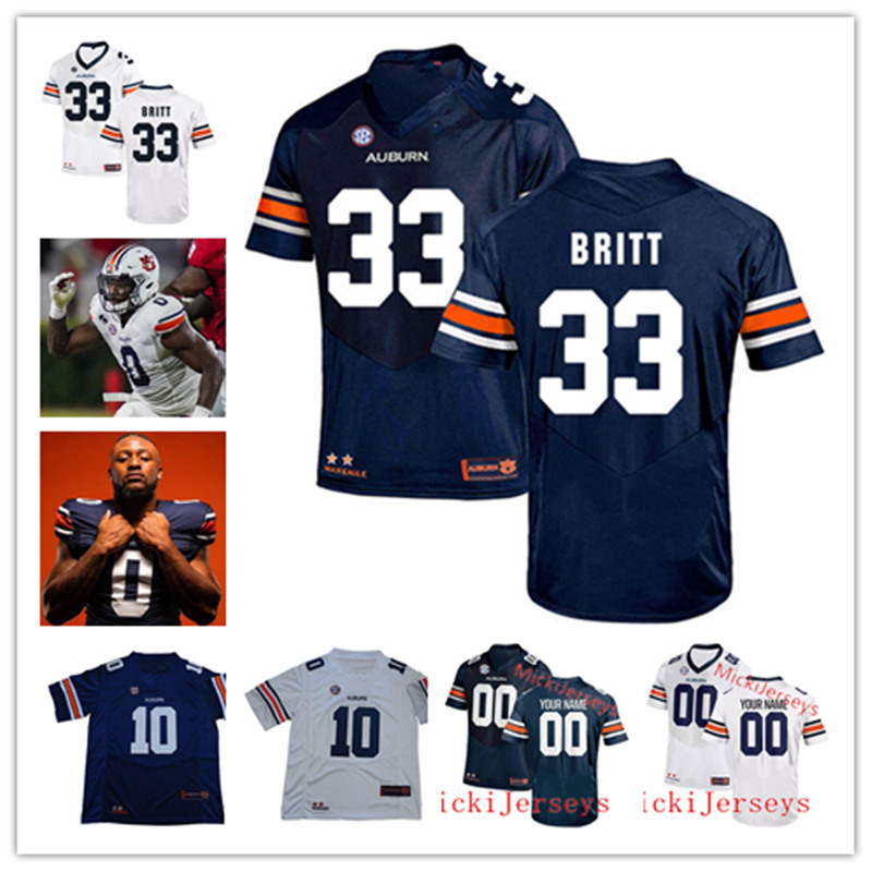 

Custom NCAA AU College Football Jersey #24 Cord Sandberg #0 Owen Pappoe #33 KJ. Britt Keiondre Jones Devan Barrett #3 DJ. Williams Jersey, Navy