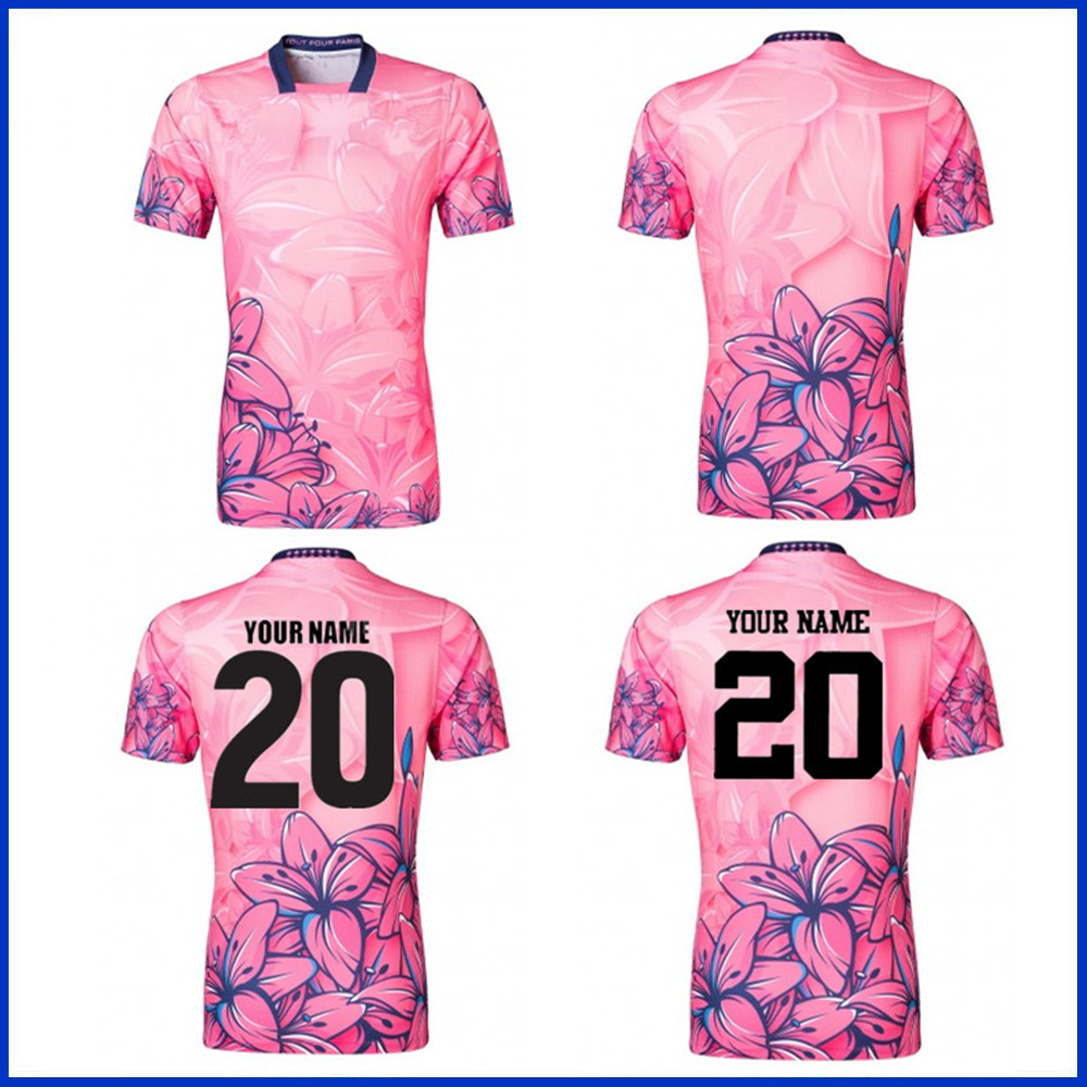 

2020 SF PARIS HOME RUGBY JERSEY 2021 sf Paris Rugby TRAINING SHORTS JERSEY size S-M-L-XL-XXL-3XL-4XL, Name and number