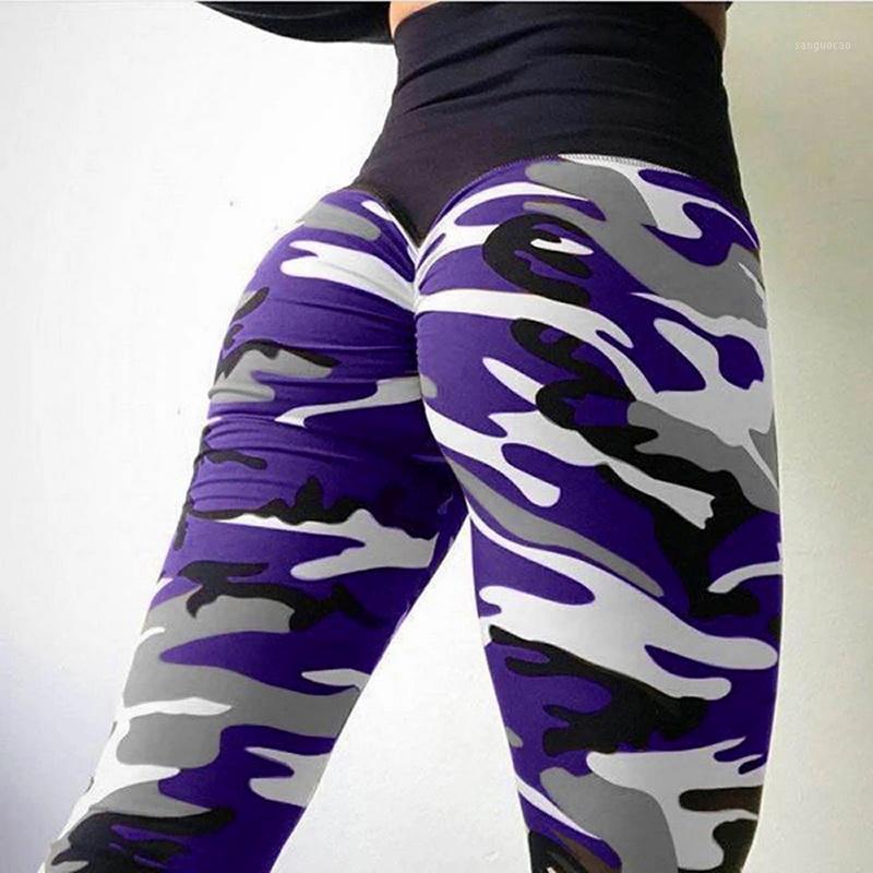 

New 2020 Women High Waist Slim Yoga Pants Camouflage Slim Yoga Pants Sports Fitness Workout Gym Leggings Breathable Hip1, Black