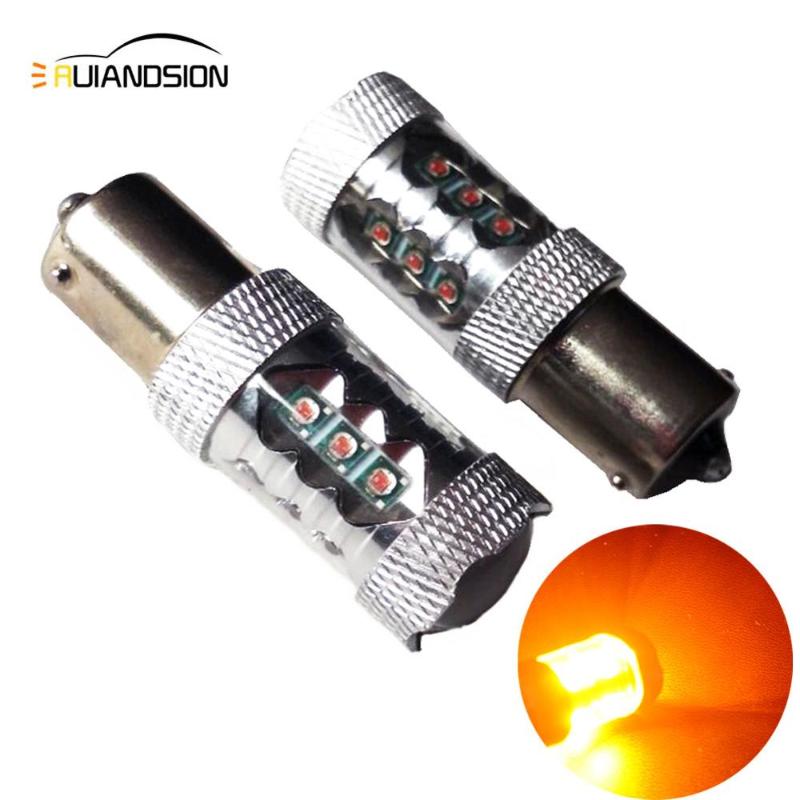 

2pcs 30W 60W 80W 1156 ba15s p21w bau15s py21w Cr'ee 6/12/16smd No-polar 12-24V auto led car Turn Signal Lights Brake lamp Yellow, As pic