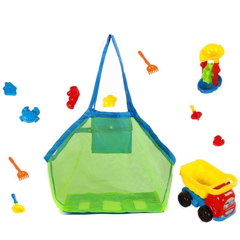 

Children Large Beach Bag Foldable Mesh Net Sand Away Beach Toy Sea Shell Tote Kids Toy Net Reusable Storage Bags