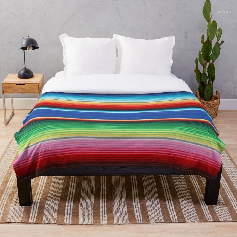 

Soft Blanket for Bed Sherpa Flannel Fleece Blanket Home Travel Sofa Soft Throw Traditional Colourful Mexican Poncho Back1