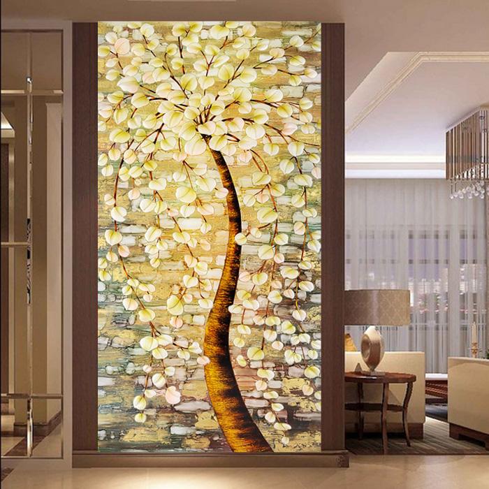 

Dropship Photo Wallpaper 3D Entrance Living Room Decorative Painting Landscape Fortune Tree Wallpaper Mural, As pic