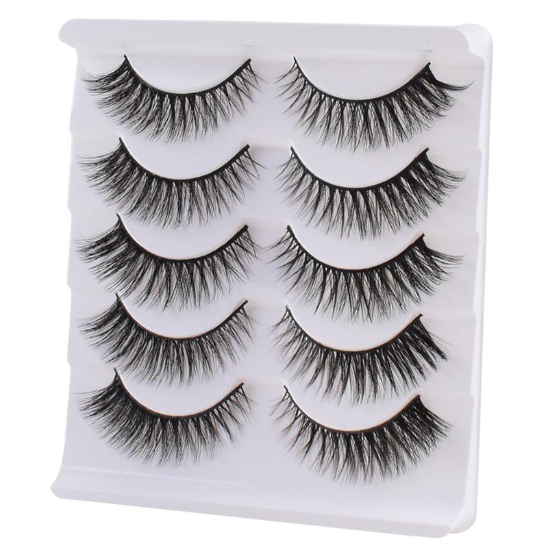 

5Pairs 3D Mink Eyelashes Natural False Eyelashes Wispy Fake Lashes Handmade Faux Mink Lashes Natural Eyelash Extension