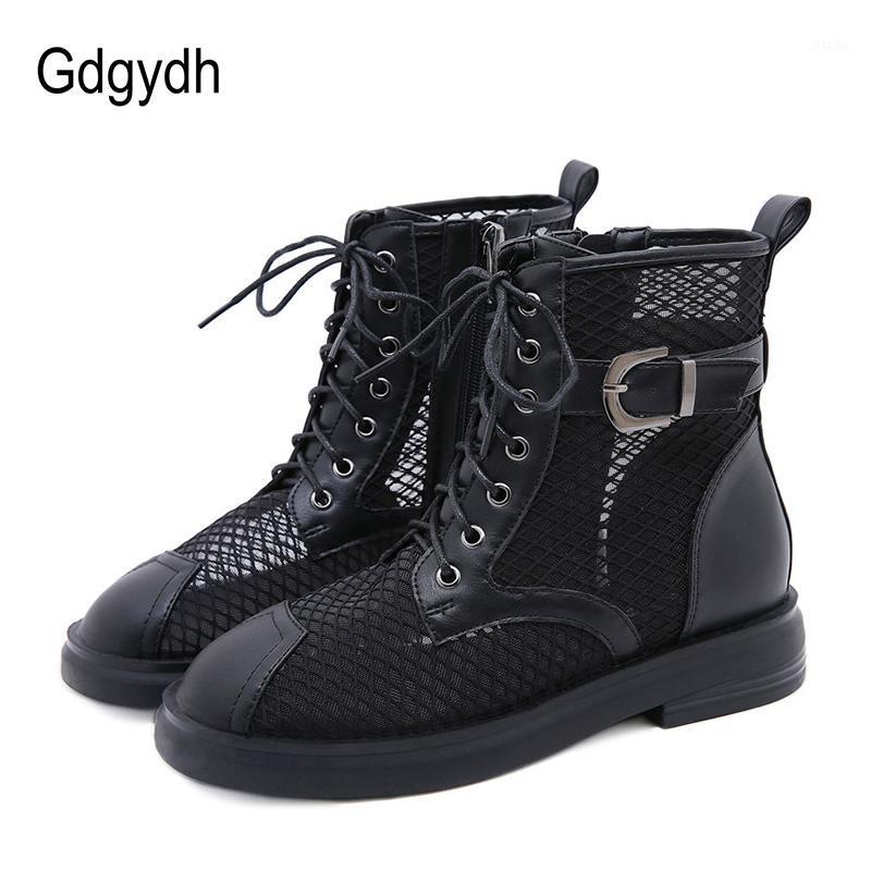 

Gdgydh Spring Summer Hollow Out Women Shoes Round Toe Square Heels Female Ankle Boots Mesh Buckles Design Lace-up Laides Shoes1, Apricot shoes