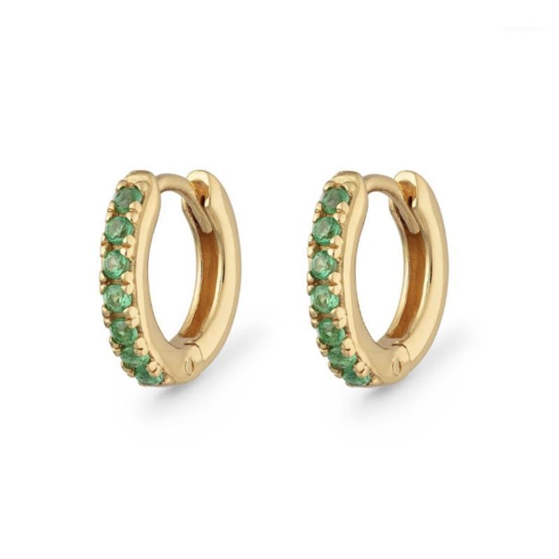 

LOZRUNVE Trendy Jewelry 925 Silver Ruby Emerald Rainbow Mini Hoop Huggie Earring1