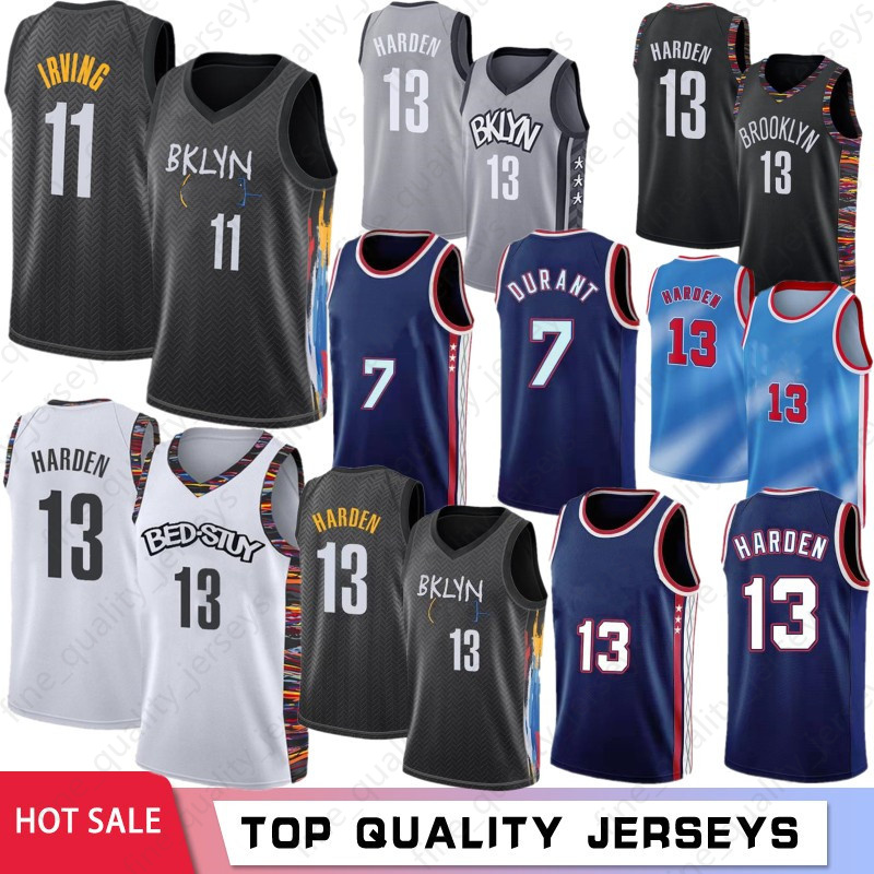 

James 13 Harden Men Basketball Jerseys Kyrie Brooklyns 11 Mens Irving 75th College Kevin 7 Durant Outdoor Jersey Net Camisetas de baloncesto 2021 Stock S-XXL, Men lanwang+75 patch