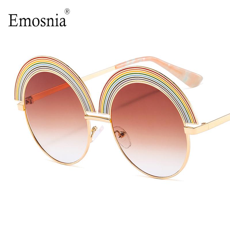 

Sunglasses 2021 Rainbow Fashion Oversize Round Women Sun Glasses Metal Designer Shades Colorful Men UV400