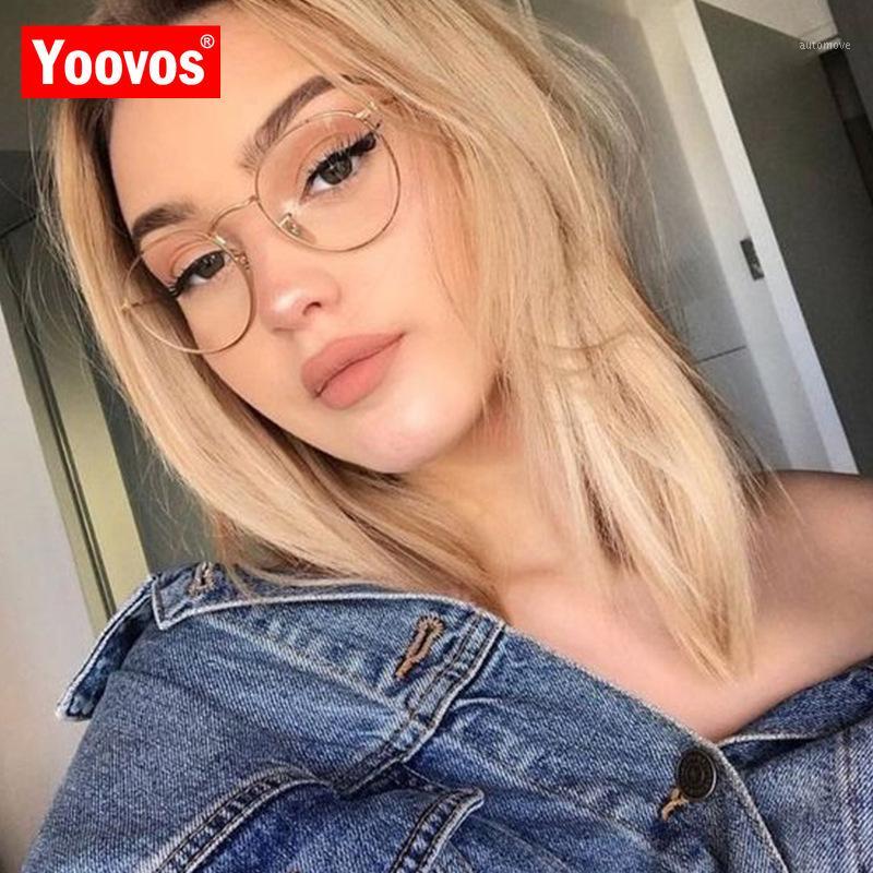 

Yoovos 2020 Metal Flat Glasses Women Brand Designer Round Eyeglasses Vintage Okulary Street Beat Anti-Blue Light Gafas De Mujer1