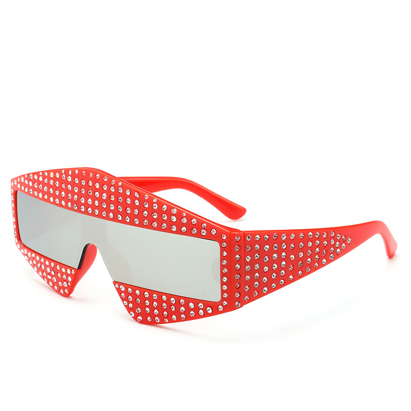 

Hipster fashion inlaid rhinestones personality border sunglasses party decoration sunglasses oversized frame nightclub glasses