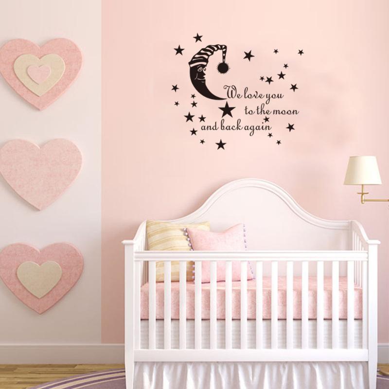 

Sleeping Moon Cartoon Star Wall sticker Baby Kids Room Home Decor Mural Stickers Wallpaper Kids Stickers