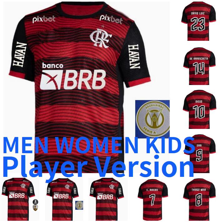 

2022 2023 flamengo Soccer Jerseys 22 23 David Luiz DIEGO E.RIBEIRO GABI DE ARRASCAETA B.HENRIQUE camisa de futebol Flamenco football shirts Player Version man kids