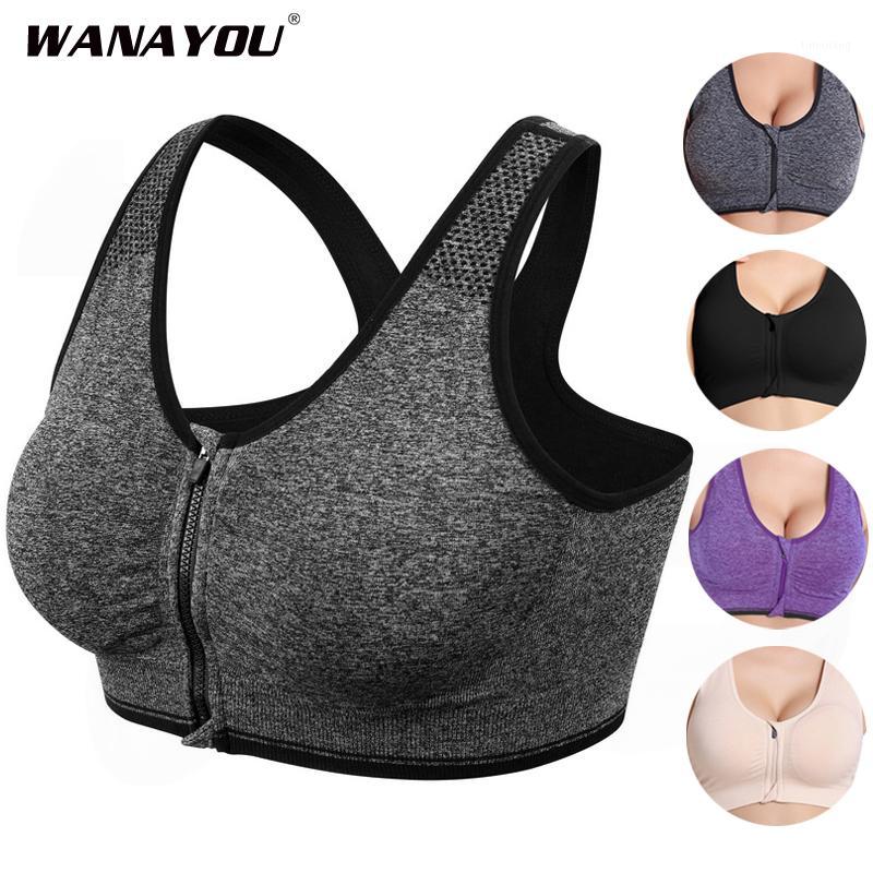 

S-2XL Zippper Push Up Bras, Women Sports Bras, Padded Wirefree Yoga Gym Top Shockproof Running Vest1, Ramdon color 1pcs