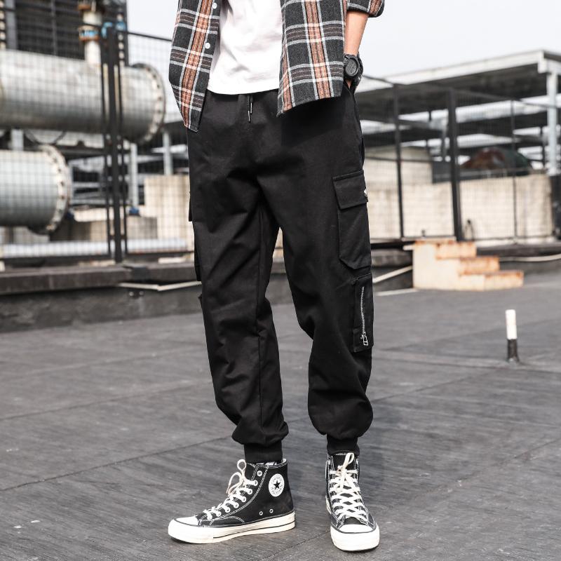 

Nice New Men Hip Hop Harem Pants Casual Zippers Ankle-Length Muti Pockets Mens Cargo Pants Pockets Streetwear Joggers, Gray