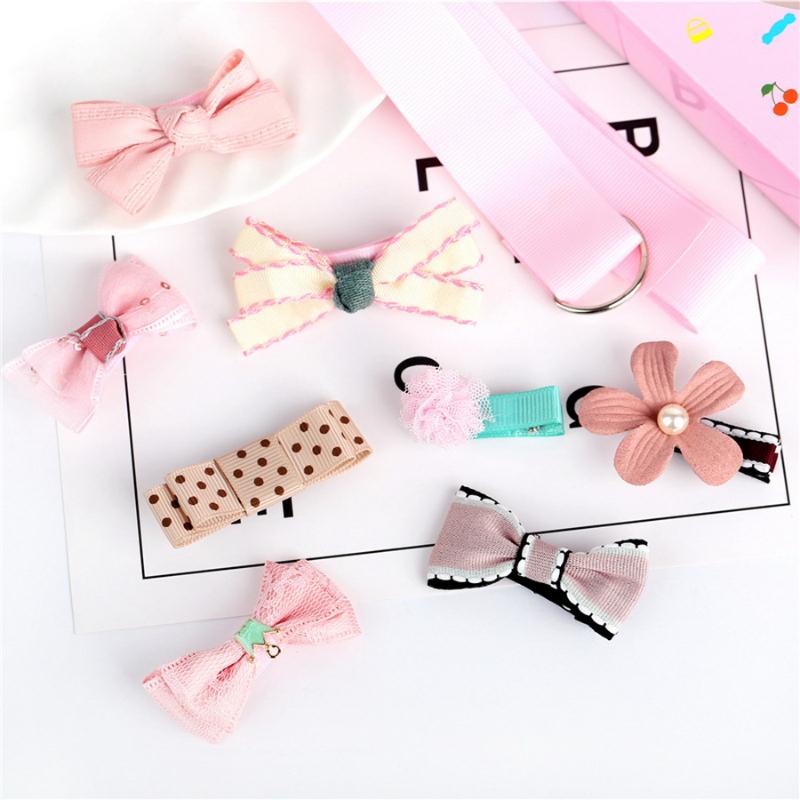 

DHL 100set 1Set=8pcs Multi-style Ribbon Bow Flower Hair Barrettes Cute Baby Girls Headwear Hair Clip, Style02