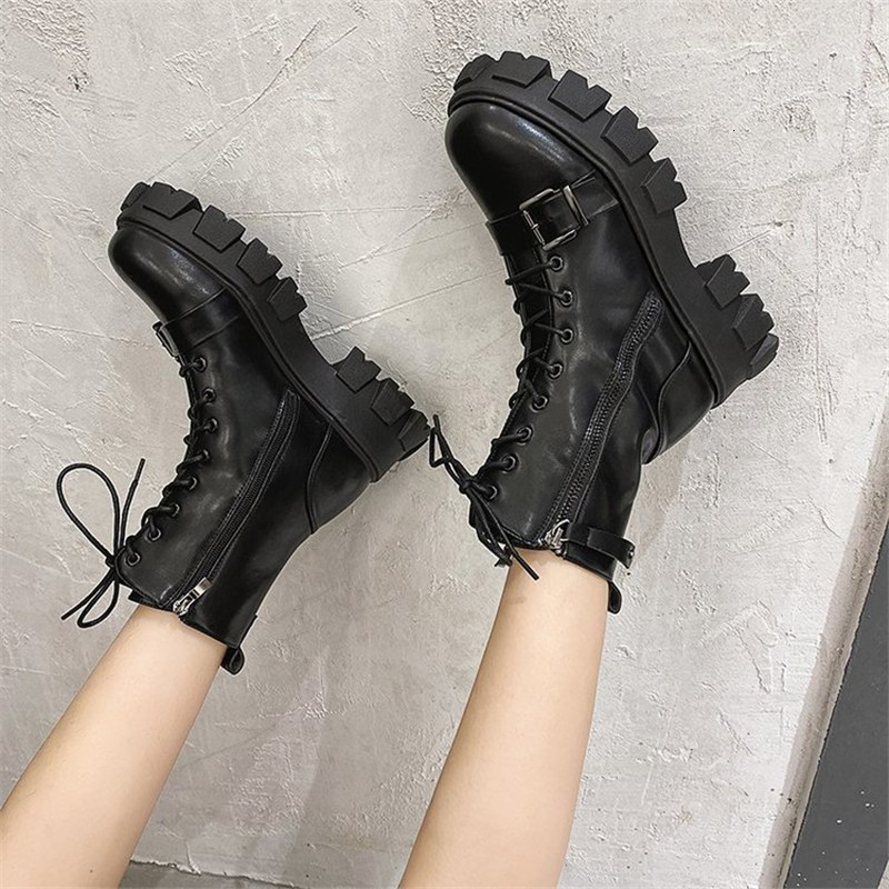 

2021 New Fashion Women's Leather Winter Shoes Lace to the Side Zipper High Quality Woman's Water Boots FPW9, Black