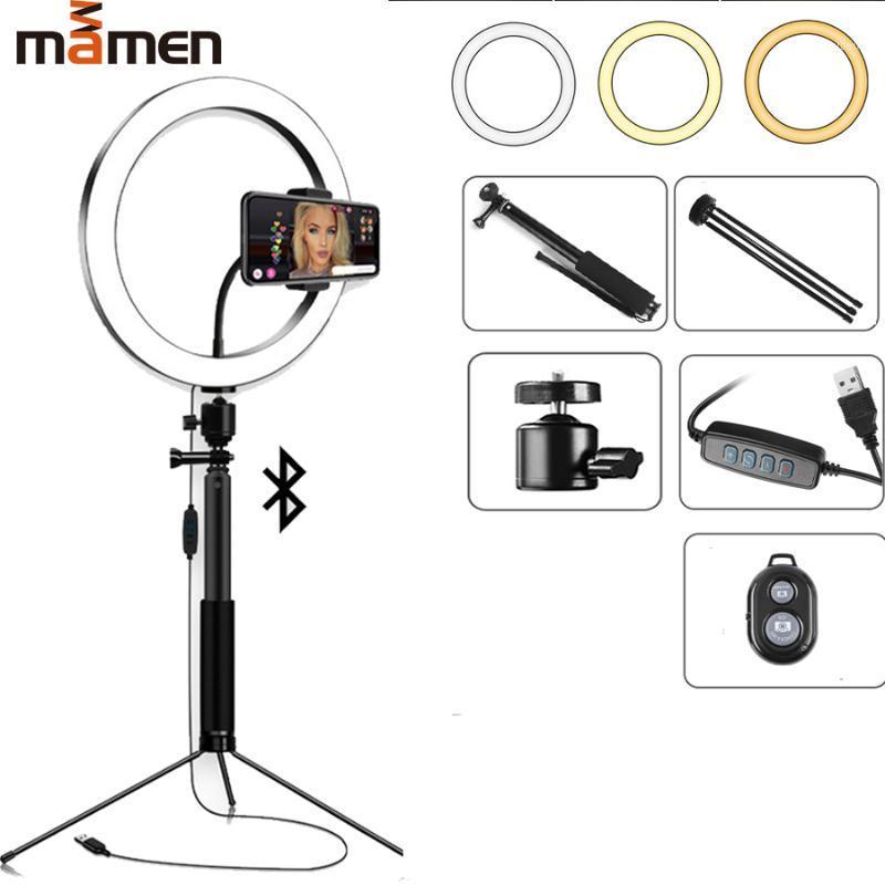

MAMEN Selfie Stick Ring Light Photography 6/8/10 inch LED Makeup Ring Lamp For Youtube Live Streaming Video With Tripod USB Plug1