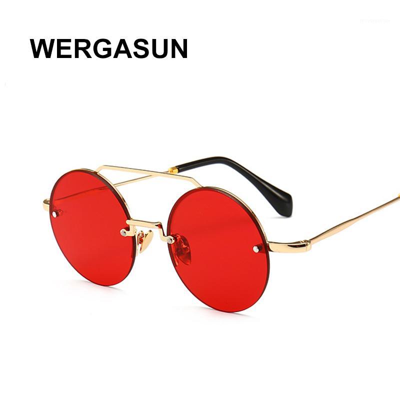 

WERGASUN Retro Round Sunglasses Women Vintage Brand Shades Black Red Metal Color Sun Glasses For Female Fashion Designer Lunette1