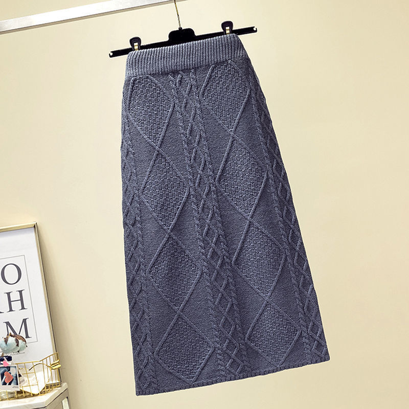 

New Midi 2021 long knit female skirt hot winter chic vintage standard braided mesh pencil skirts y339 ladies 5BEX, Unklanseunk