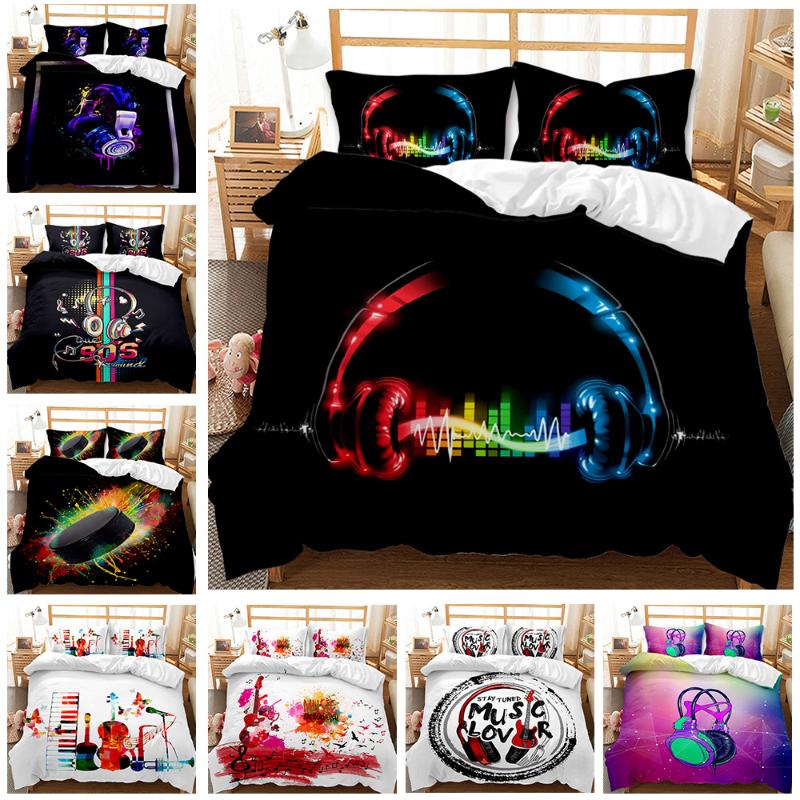 

3D Digital Duvet Cover Music Note Printed Bedding Set Beating Comforter Cover Kids Adults Bedding Set for Winter US/EU/AU Size, Yellow