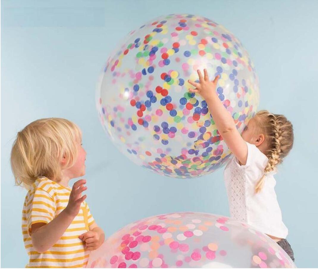 

36 inch Confetti Balloons Party Decoration Giant Clear Latex Wedding Birthday Baby Shower Supply Air Balloon