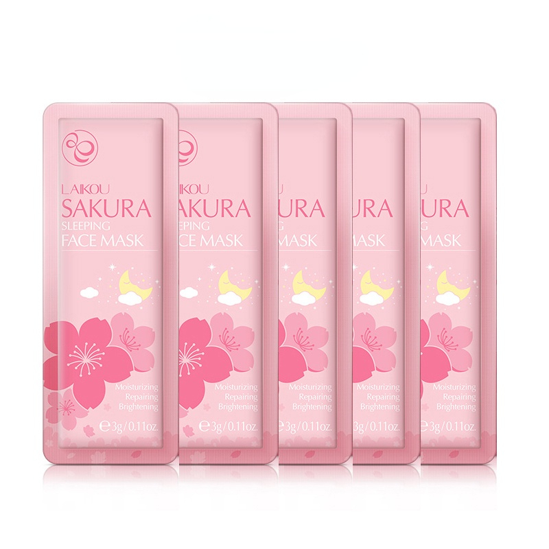 

5PCS Sakura Snail Seaweed Sleep Mask Cream Anti-Aging Wrinkle Remover Night Repair Skin Whitening Moisturizing Facial Care Mask