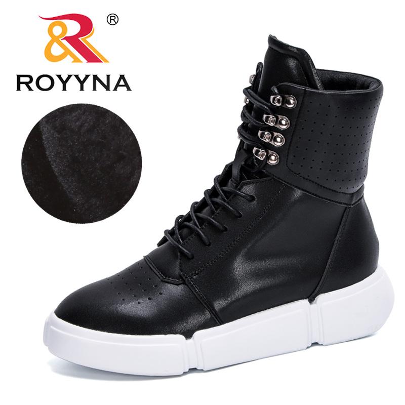 

ROYYNA 2020 New Designers Mid-Calf Boots Women Warm Thick Plush Snow Boots Ladies High Top Sneakers Feminimo Winter Mujer, Black