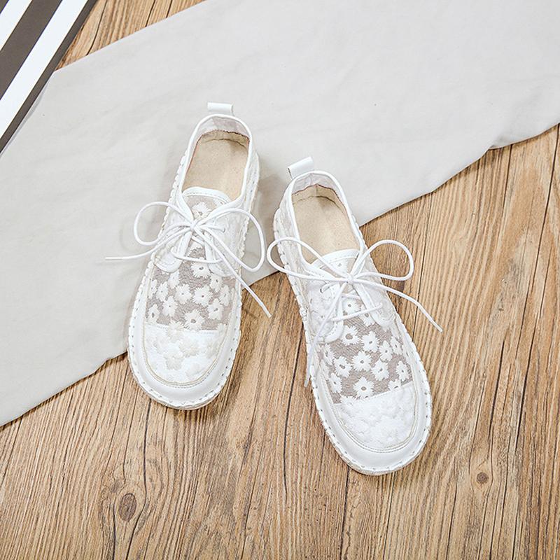 

Flat Bottom Lazy Comfortable Shoes Women Casual Sandals Retro Shoes Mesh Breathable Round Head Strap Shallow Mouth Sandals, White