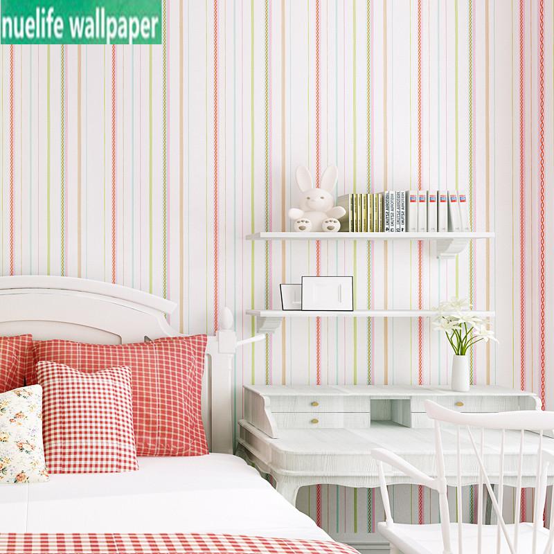 

Simple modern pink vertical stripes wallpaper boys and girls children's room bedroom study background non-woven wallpaper