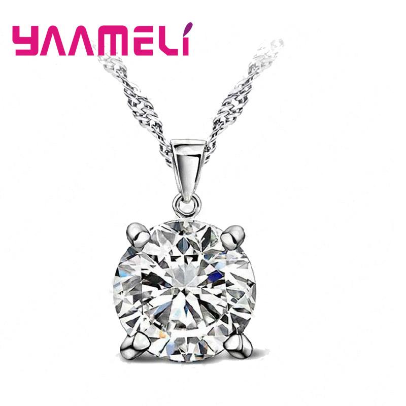 

Chains Women Fashion Jewelry Pendant Necklace Price 925 Sterling Silver Colorful Round Zirconia Wholesale