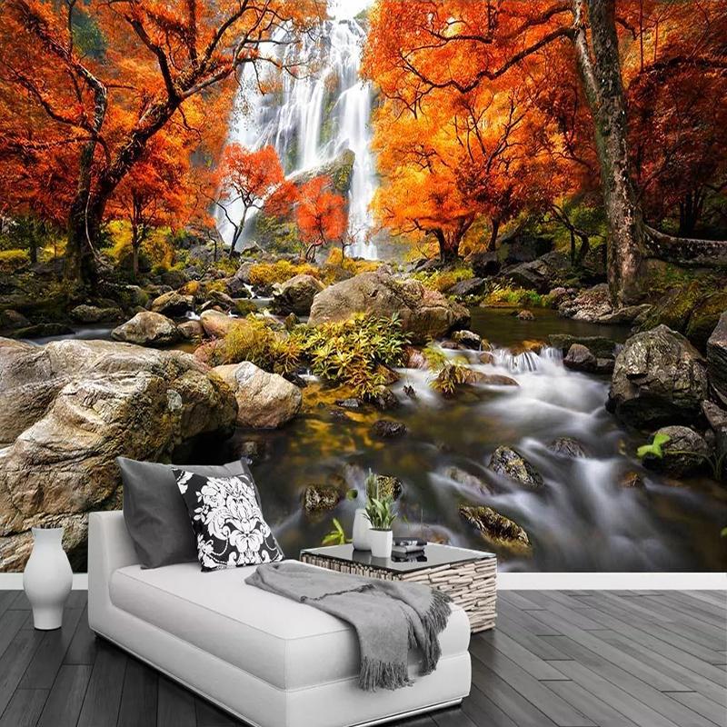 

Waterfall Nature Landscape Large Wall Painting Custom Photo Wallpaper For Living Room Sofa TV Background Papier Peint Mural 3D, Silk cloth