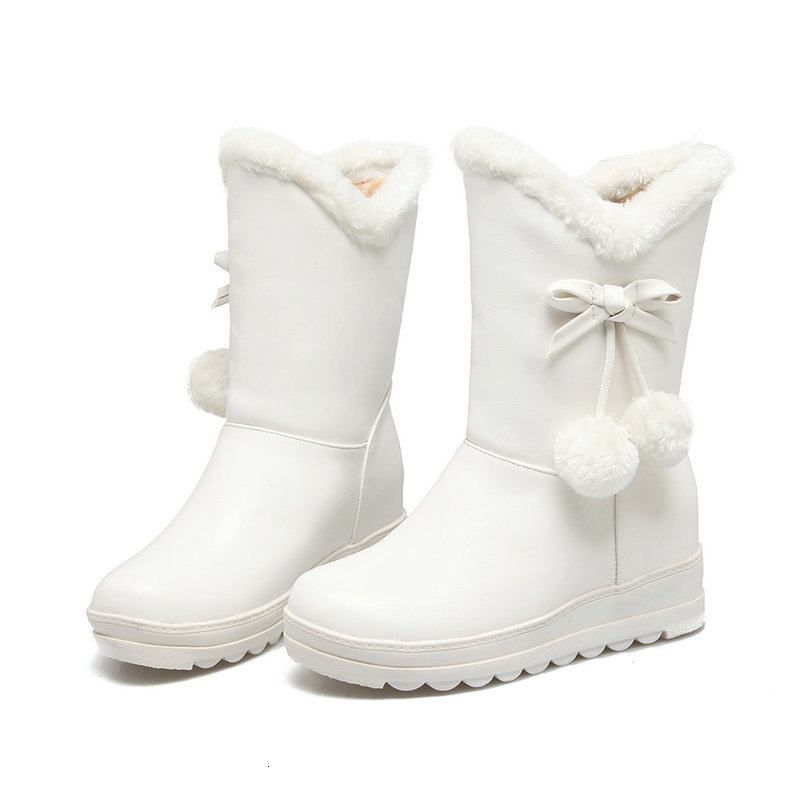 

2021 New Waterproof Warm Winter Botas Women Sweet Children Thick Fur Slip-on Snow Boots Shoes for X9xf, Black