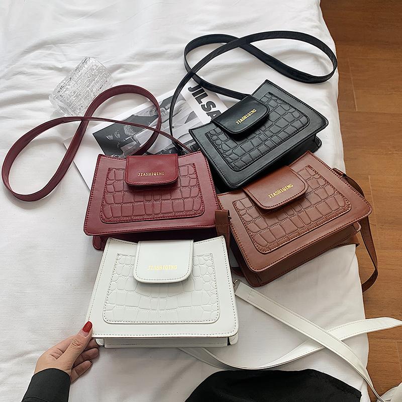 

Luxury Designer Women Shoulder Bag Lady Fashion Burgundy Leather Underarm Bag Casual Messenger Handbag Female Small Square Bags, Black