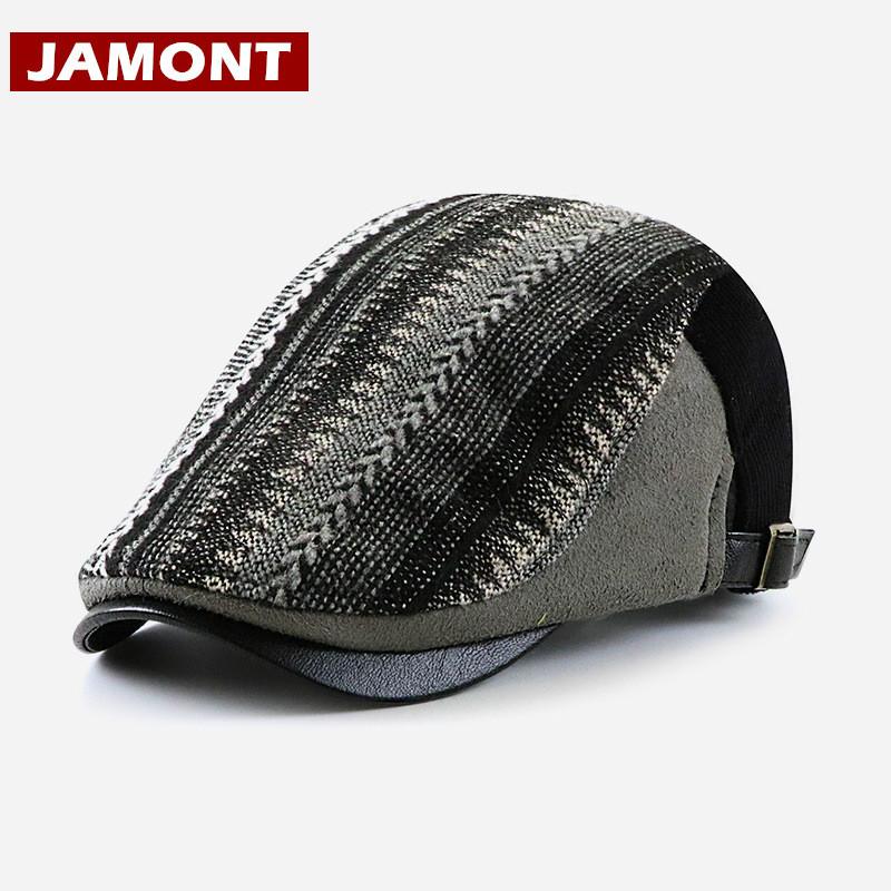 

JAMONT] High Quality Brand Bere Hat Autumn Winter Visor Hat for Men Women Bone Cap Fashion Forward Cap Casquette British Style, Black