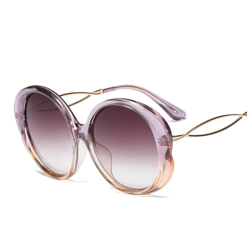 

Unique Vintage Round Eye Sunglasses Men Shades Classic Women Acetate Metal Large Frame Butterfly Fashion Gradient Lens UV400