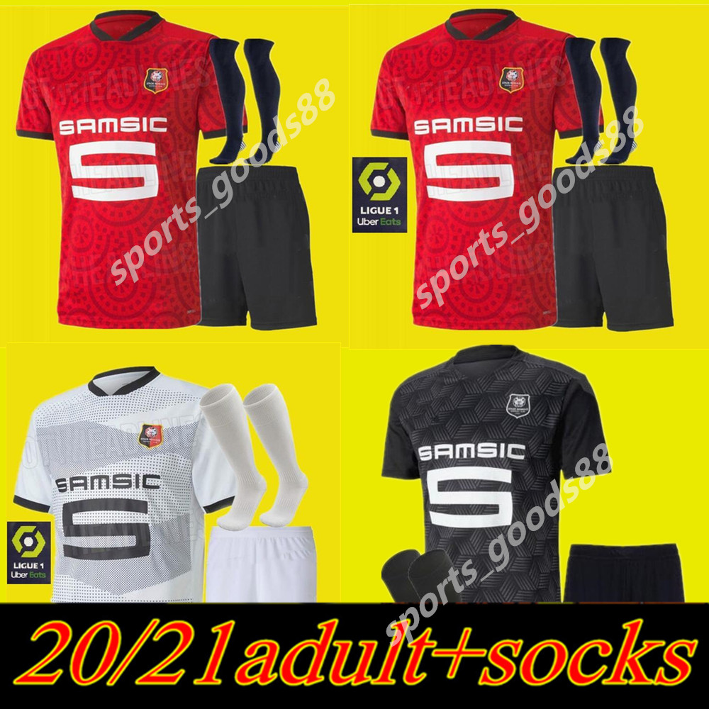 

Adults Kits+socks 20 21 Stade Rennais Soccer Jersey Home 2020 Rennes Maillot De Foot SARR NIANG BOURIGEAUD ANDRE HUNOU Football Sets