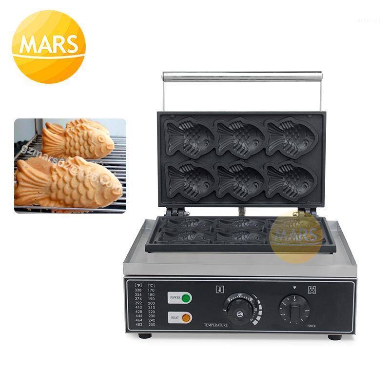 

Japanese 6 Molds Taiyaki Fish Shaped Waffle Pan Maker Non Stick Egg Bubble Cake Baking Iron Machine, Fish Waffle Cone Maker1