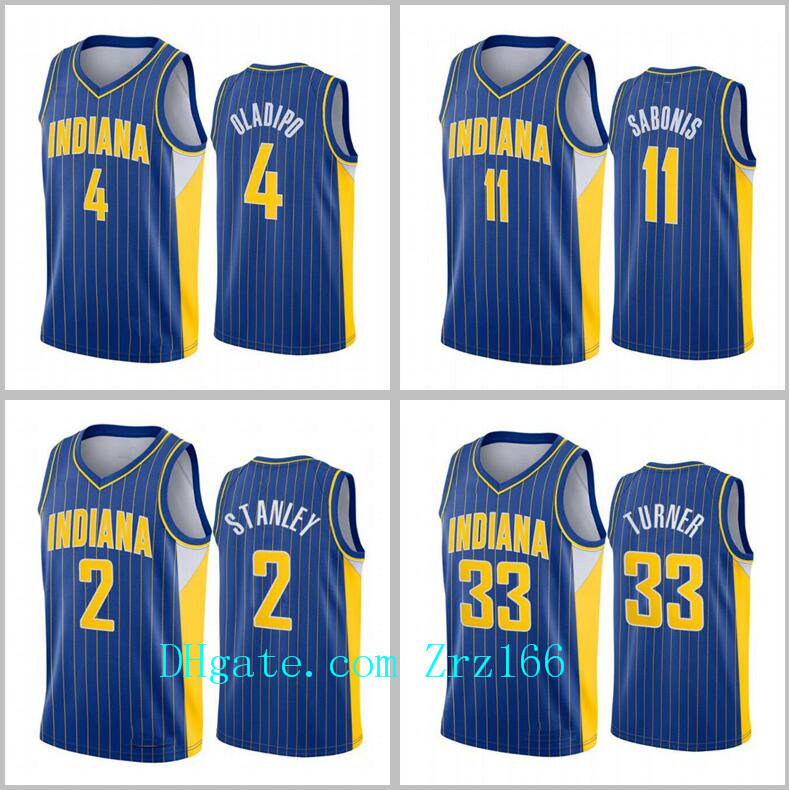 

Men basketball IndianaCity Team 4 Victor Oladipo 11 Sabonis 2020-21 Blue City Jersey, Color1