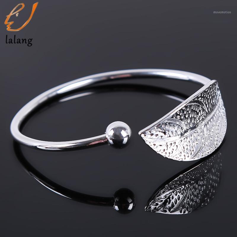 

Fashion Trendy Open Leaf Bangles for Women Simple Plant Bracelet Femme jewelry Birthday Gift1